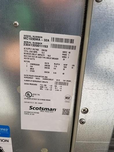 NEW Scotsman MC1030MA-32 30" Prodigy Elite Air Cooled Ice Cube Machine 1077 LB