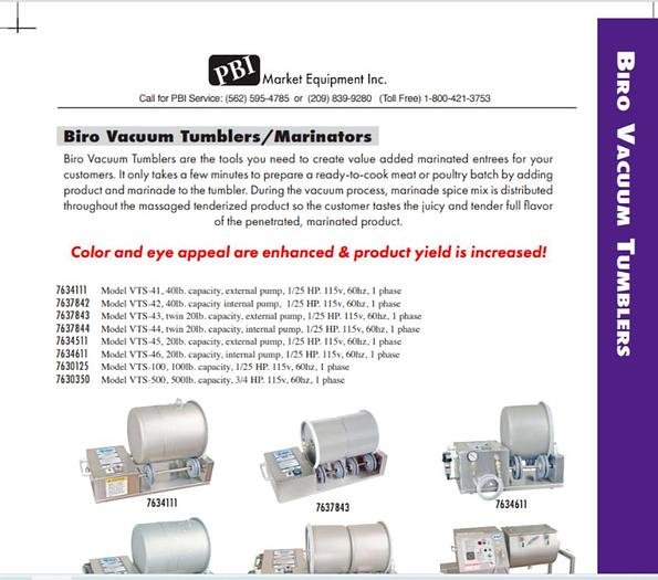 Used PBI-43 40LB VACUUM TUMBLER Twin 20 lb Drums biro vts-43