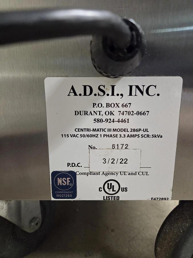 Used ADSI Centri-Matic III by Egg King AUTOMATED EGG CRAKER